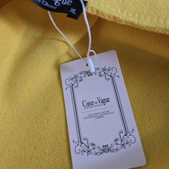 Couer De Vague Women's XL Yellow Button Down Coat Jacket With Pockets NWT Read - Picture 8 of 15